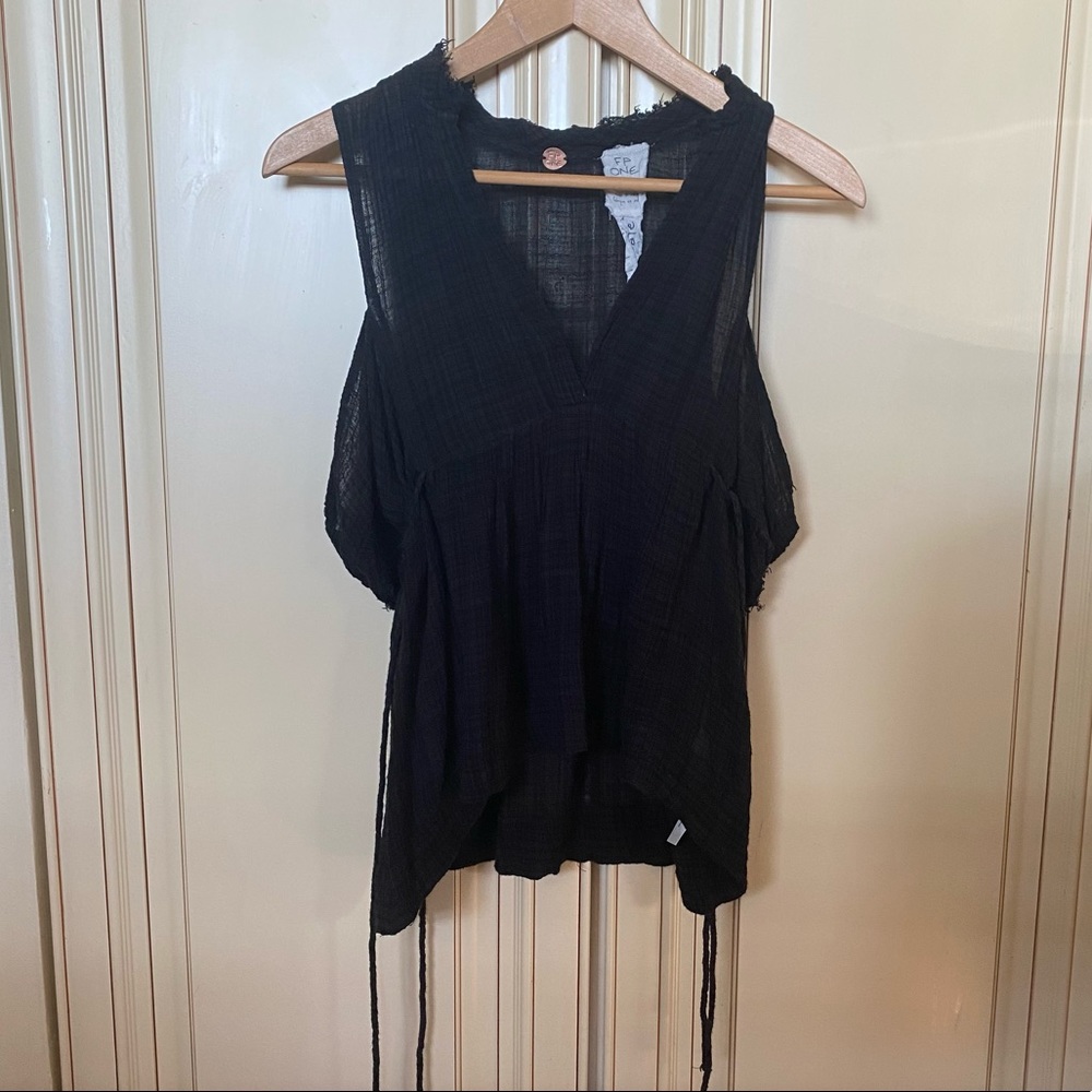Free people gauze black blouse